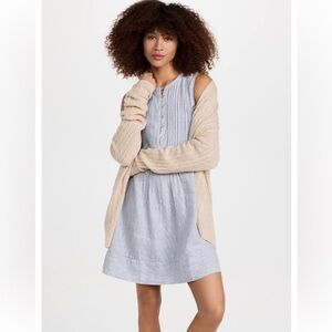 FAHERTY ISHA DRESS in blue pinstripe